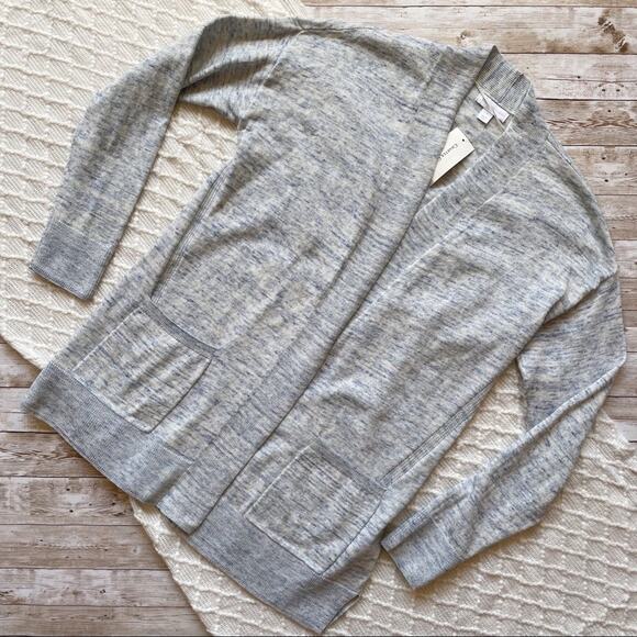 Charter Club Open Front Cardigan Light Blue Chambray Knit Loose Fit Size S New - Picture 2 of 11